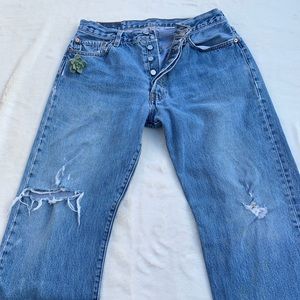 Levi 501 distressed mom jeans